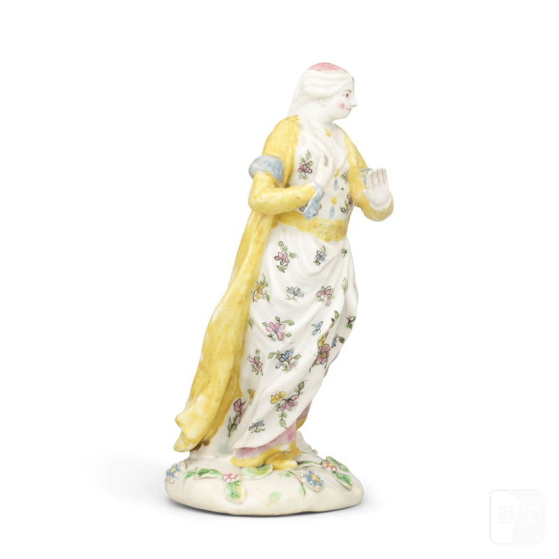 A rare Liverpool (Samuel Gilbody) figure of a lady in Turkish costume, circa 1758-60 - 图4